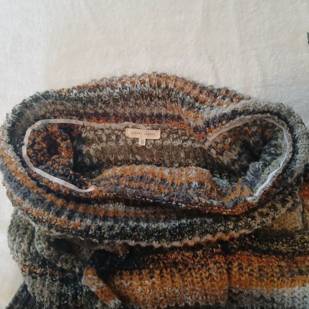 Chic Gilded Intent multicolor off-the-shoulder striped marled knit sweater - Picture 3 of 8